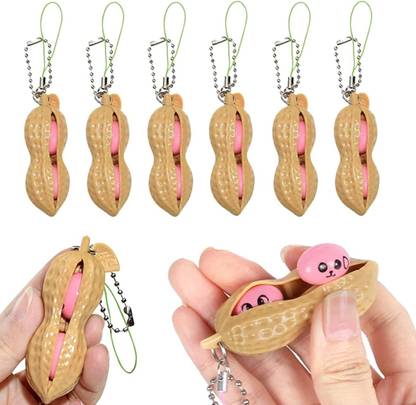 BeFunky Peanut Popper Fidget Toy, Fun Peanut Pods Anxiety (Pack of 6) Key Chain