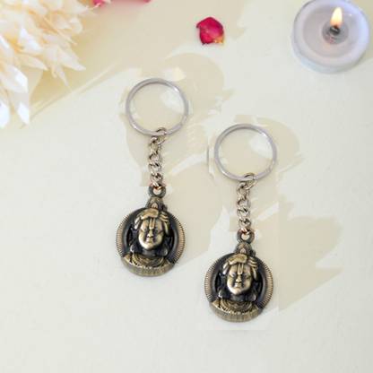 Craftam Metal Jai Shree Ram Key Ring Hindu Spiritual Gift for Men & Women (2 Pcs Set) Key Chain