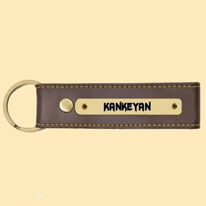 SY Gifts Kankeyan Name Brown Artificial Leather Keychain Key Chain