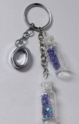 MOREL O LETTER KEYCHAIN WITH COLORIZED SHINING STAR DRIFTING 2 BOTTLE FOR CAR Key Chain