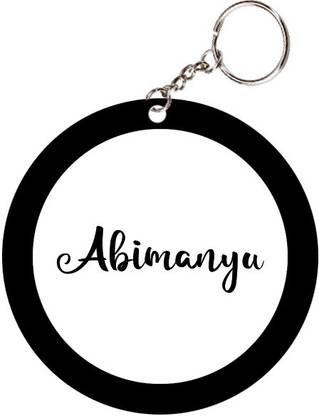 SY Gifts Abimanyu Name Black Keychain Key Chain