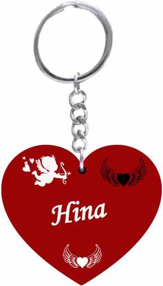 MorFex Hina Name Beautiful Heart Shape Arclic Wood Keychain NE102 Key Chain