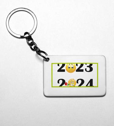 Rushaan Bye 2023 Welcome 2024, New Year Printed Keychain Key Chain