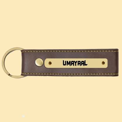 SY Gifts Umayaal Name Brown Artificial Leather Keychain Key Chain
