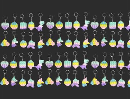 SRD TRADERS Pop It Pop Keychain | Pop it Keyrings Fidget Toys for Kids (Pack of 50) Key Chain