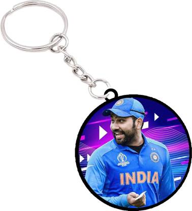 VINODHANA Rohit Sharma Image Printed Keychain/ Round Shape Double side printed (01) Key Chain