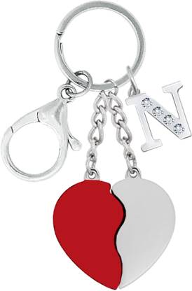 MGP FASHION Couple Valentine Day Special Gift Broken Heart Keyring Alphabet N Key Chain