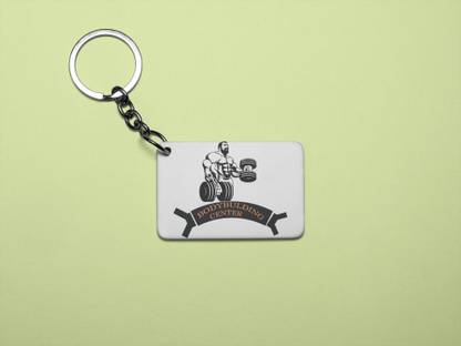 REVAMAN Bo-dy Building Center, (BG Black) - Printed Acrylic Keychain (Pack Of 2) Key Chain