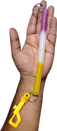 RINKON Pack of 1 Stretchable Wire Spiral Spring With Plastic Hook Multicolor Key Chain