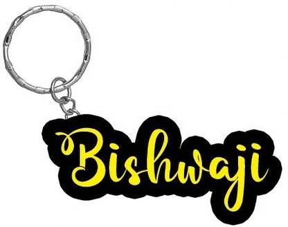 SY Gifts Bishwaji Name Black Yellow Name Keychain Key Chain