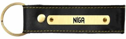 SY Gifts Niga Name Black Leather Keychain Key Chain