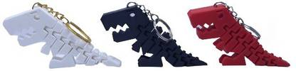 Anmolgallery 3D Printed Flexi Dinosaur (Black, White & Red) Key Chain