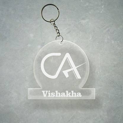 SY Gifts Chartered Accountant CA Design With Vishakha Name Key Chain