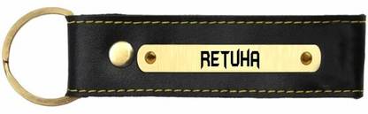 SY Gifts Retuha Name Black Leather Keychain Key Chain