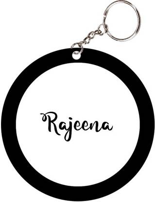 SY Gifts Rajeena Name Black Keychain Key Chain