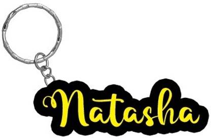 SY Gifts Natasha Name Black Yellow Name Keychain Key Chain