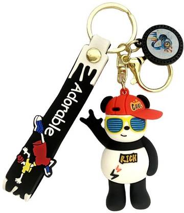 RainSound 3D Miniature Soft Hiphop Panda keyring with Charm Key Chain