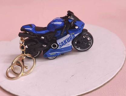 AMANVANI PUSH BACK Bike Cycle Key Chain Holder,Bicycle Rider Key Ring Gift for Kids Key Chain