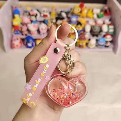 Mr. Auen Creative Liquid Floating Heart Shape Keychain Glitter Keychain For Boys & Girls Key Chain