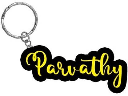 SY Gifts Parvathy Name Black Yellow Name Keychain Key Chain