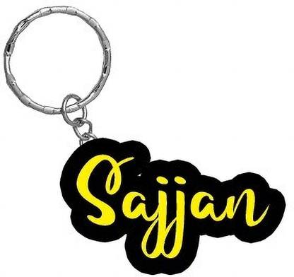 SY Gifts Sajjan Name Black Yellow Name Keychain Key Chain