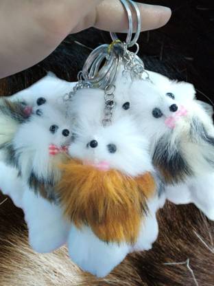 Keyringhub Cutest furry white colour keychain Key Chain