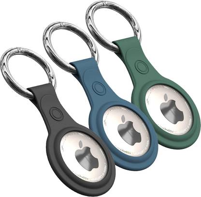 SQUIF Pack of 3 Silicone Key Ring Holder Case Cover Compatible with Apple Airtag Key Chain