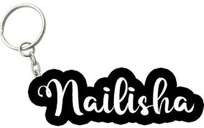 SY Gifts Nailisha Black White Name Keychain Key Chain