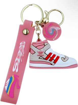 K C High Quality PVC 3D Sneaker Keyring with Strap & Charm (Pink) Key Chain