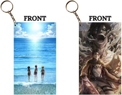 Hariyaali Enterprises LLP Attack On Titan EREN MIKASA ARMIN LEVI OCEAN Unique Style 2 pcs Combo Key Chain