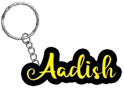 SY Gifts Aadish Name Black Yellow Name Keychain Key Chain