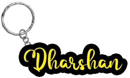 SY Gifts Dharshan Name Black Yellow Name Keychain Key Chain