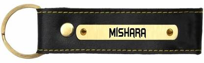 SY Gifts Mishara Name Black Leather Keychain Key Chain