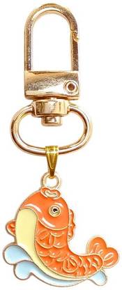 Kumar Handicraft Decorative Fish Keychain, Orange Enamel Koi Design, Gold-Tone Metal Clasp Key Chain