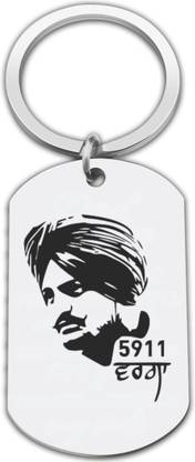 M Men Style Sidhu Moose Wala Silver Stainless Steel Keyring Car Bike SKey2025188 Key Chain