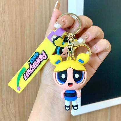 Mubco Powerpuff Girls Bubbles 3D Keychain | Strap Charm & Hook |PVC Cartoon Model Gift Key Chain