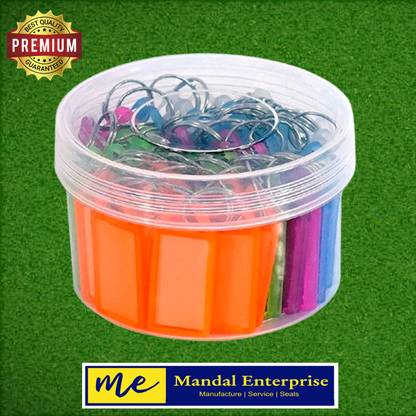 MANDAL Multicolor Keyring with Name Tag Labels Premium Quality (Pack of 50) Key Chain Carabiner
