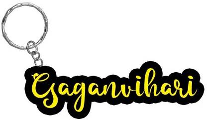 SY Gifts Gaganvihari Name Black Yellow Name Keychain Key Chain