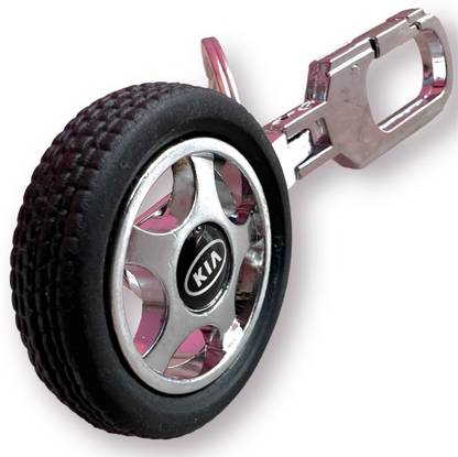 NSV KIA Rotating Tyre Logo Keychain | Rotating Wheel KIA Logo Car Keychain Key Chain