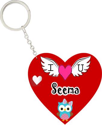 MorFex Seema Name Beautiful Heart Shape Arclic Keychain Best Gifts for Your Special Key Chain