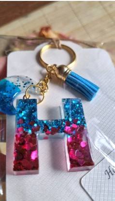 Brightfashion H Alphabet resin art keychain in School Beg Key Chain