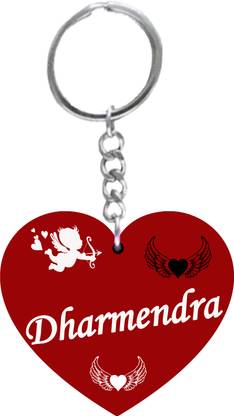 MorFex Dharmendra Name Beautiful Heart Shape Arclic Keychain Best Gifts for Your B 183 Key Chain
