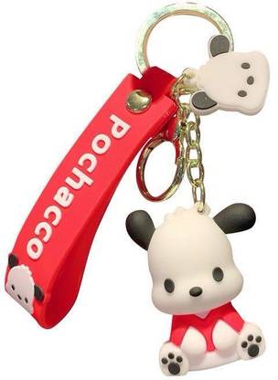 SRG Cute Dog Pvc Rubber Keyring with Strap & Dog Charm (Red) Key Chain