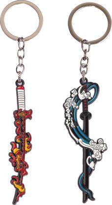 aaravi arts Demon Slayer Hinokami Kagura and Water Breathing Sword Breathing Combo Key Chain