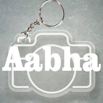 SY Gifts Camera Design Keychain With Aabha Name Key Chain