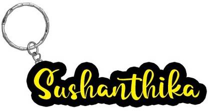 SY Gifts Sushanthika Name Black Yellow Name Keychain Key Chain
