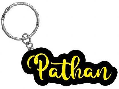 SY Gifts Pathan Name Black Yellow Name Keychain Key Chain