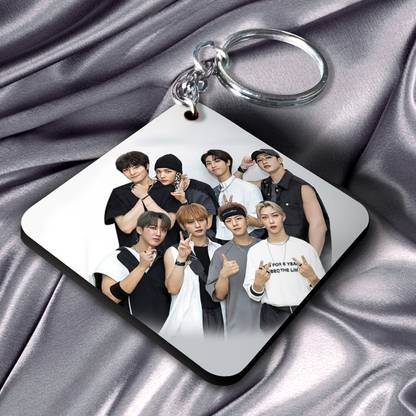 Niki Enterprises Stray Kids Group Photo Keychain ( With 8 stickers ) Key Chain