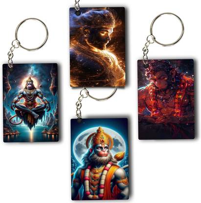 ASvik Creation Hanuman KC-14 Premium Printed Keychain (Pack of 4) For Bike, Scooty, Car, Bag Key Chain