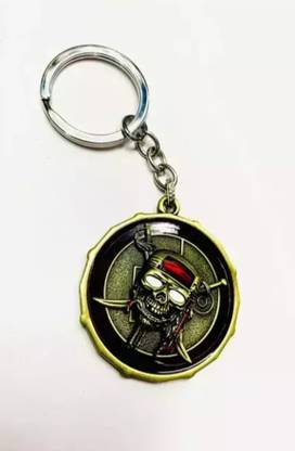Jainsburys Pirates Of The Caribbean Skull Metal Rotating Keychain Key Chain